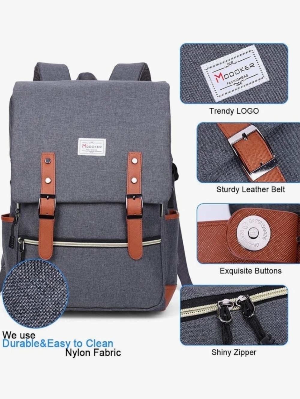 Eco-Friendly Laptop Backpack for Women Men,Travel Backpacks with USB - Picture 9 of 11